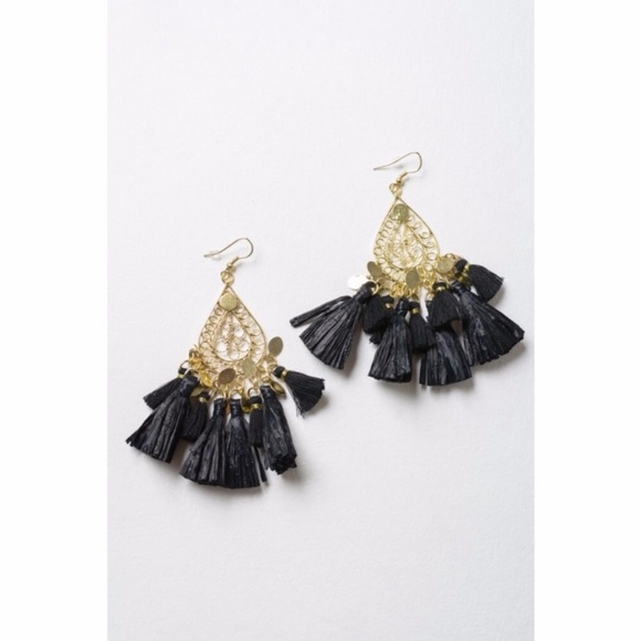 Boho Dangle Tassel Statement Earrings - Picture 2 of 3